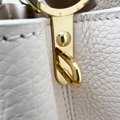 LV Capucines BB in Quartz (Cream) Calfskin, Pink and Cream Enamel and GHW