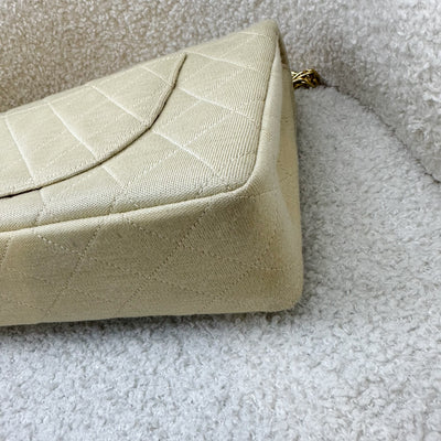 Chanel Vintage Small / Medium Flap with Bijoux Chain in Oatmeal Beige Jersey and 24K GHW