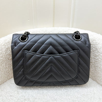 Chanel So Black 2.55 Reissue Mini Flap in Black Distressed Calfskin and Black Hardware