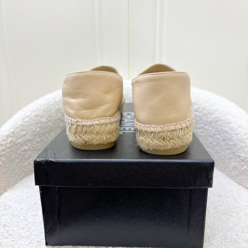 Chanel Espadrilles in Beige and Black Leather Sz 35