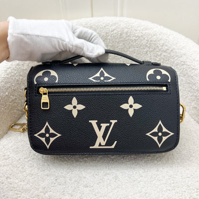 LV Pochette Metis East West in Black and Creme Giant Monogram Empreinte Leather and GHW