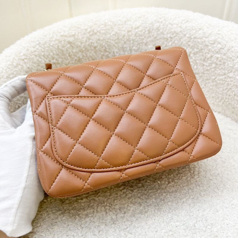 Chanel Classic Square Mini in 22S Caramel Lambskin and LGHW