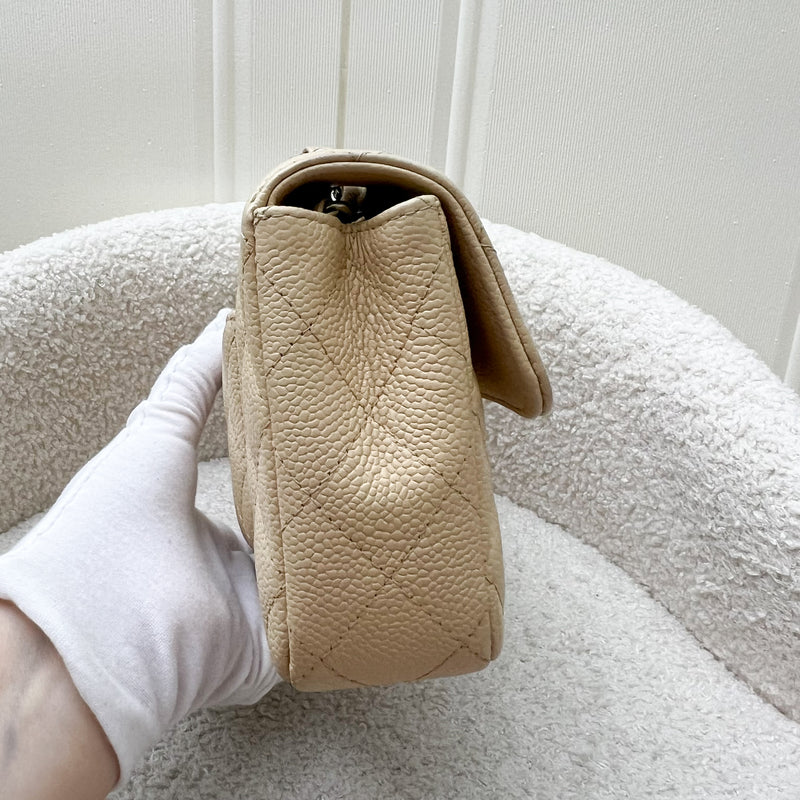 Chanel East West Flap Bag in Beige Caviar and SHW