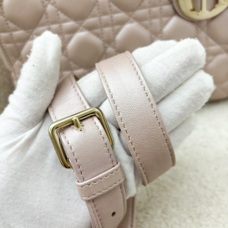 Dior Medium Lady Dior in Lotus Pearly Pink Lambskin LGHW (New version with Adjustable Strap)