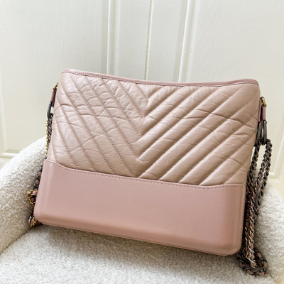 Chanel Medium (New Large) Gabrielle Hobo Bag in Nude Pink Chevron Calfskin and 3-tone HW