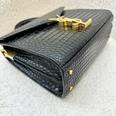 Saint Laurent Mini Cassandra Top Handle Bag in Crocodile Embossed Leather GHW