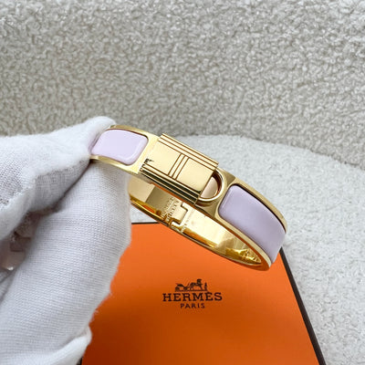 Hermes Clic Cadenas Bracelet in Rose Dragee Enamel Sz PM