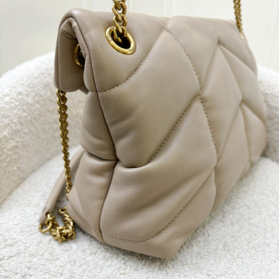 Saint Laurent YSL Small Loulou Puffer in Beige Lambskin and GHW