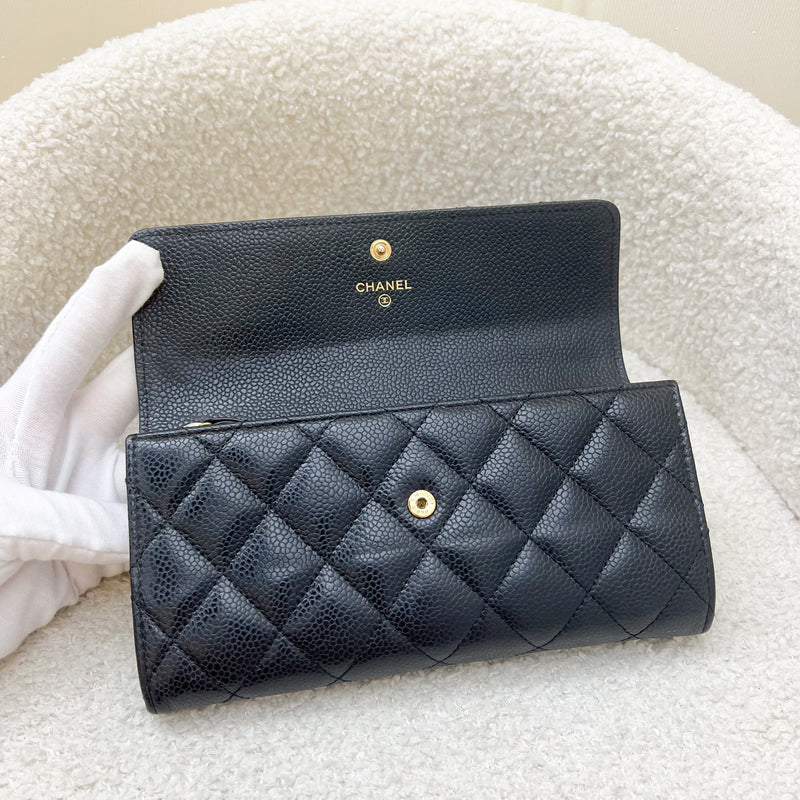 Chanel Classic Long Wallet in Black Caviar and GHW