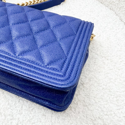 Chanel Boy Wallet on Chain WOC in Blue Caviar and AGHW