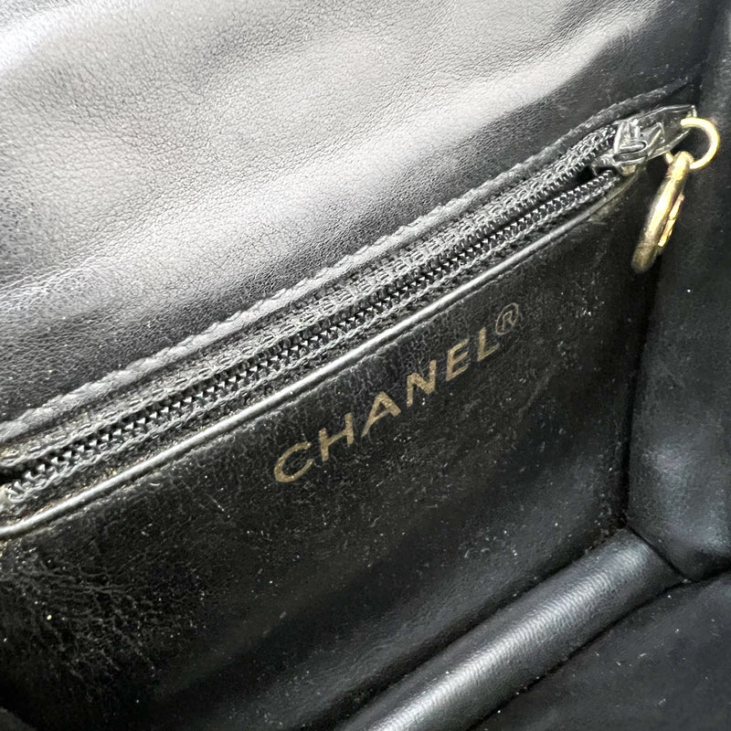 Chanel Vintage Small Quilted Crossbody Bag in Black Lambskin GHW