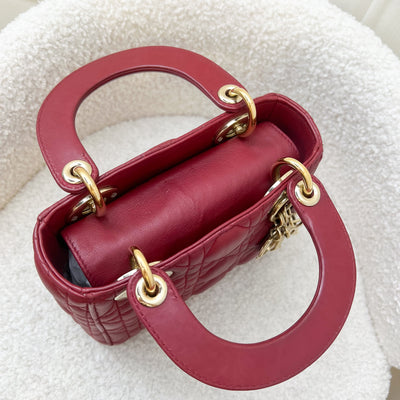 Dior Mini Lady Dior in Cherry Red Lambskin and GHW