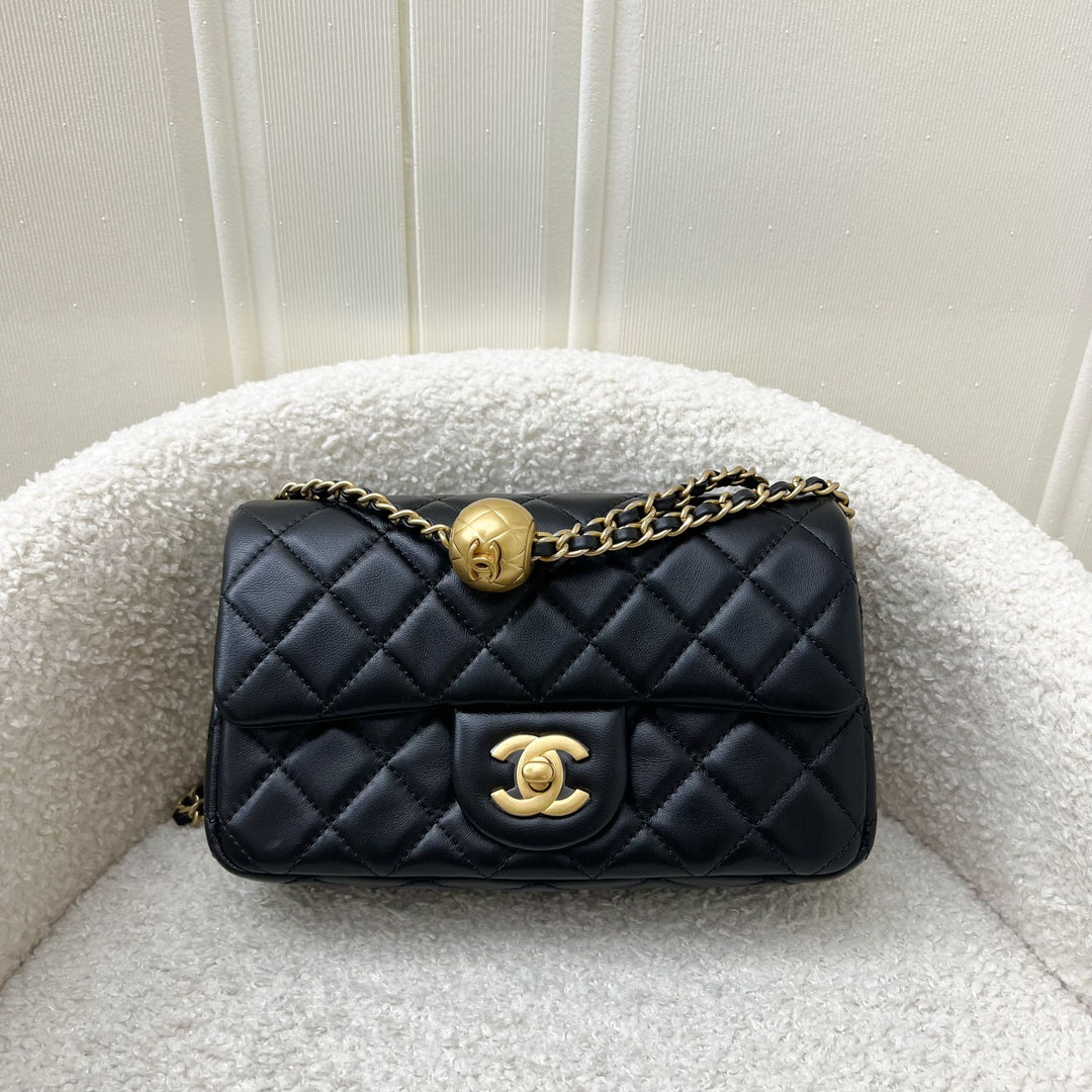 Chanel Pearl Crush Mini Rectangular Flap in Black Lambskin and