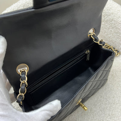 Chanel Classic Mini Rectangle Flap in Black Lambskin and LGHW