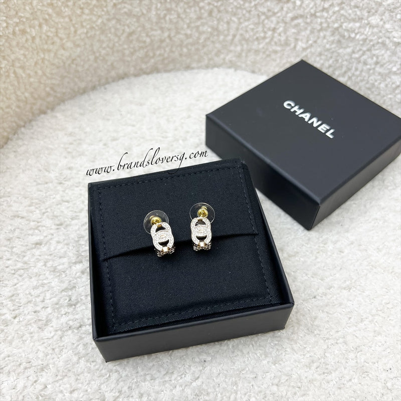 Chanel 23B Earrings with CC Logo and Diamantes in LGHW (Model: ABB784)