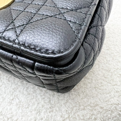 Dior Small Caro Flap Bag in Black Grained Calfskin and GHW