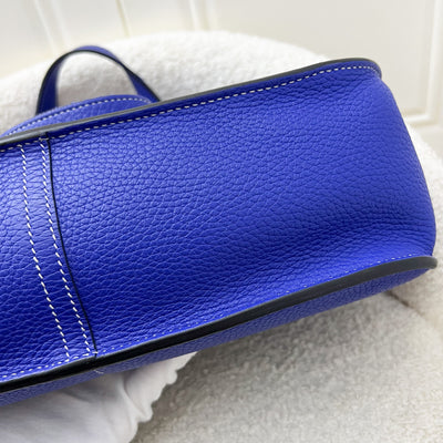 Hermes Halzan 31 in Bleu Electrique Clemence Leather and PHW