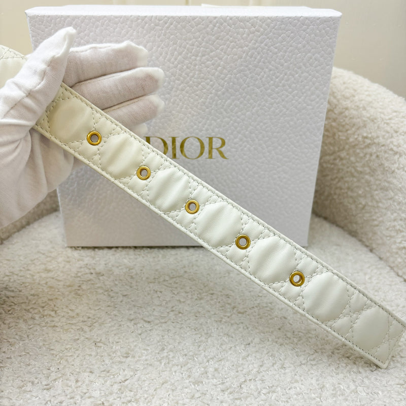 Dior 30 Montaigne Belt in White Cannage Lambskin and GHW Sz 75