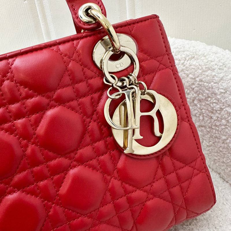 Dior Small MyLadyDior Lady Dior in Red Lambskin and LGHW