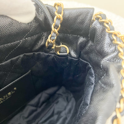 Chanel 22 So Black Mini Hobo Bag in 23K Black Caviar and GHW