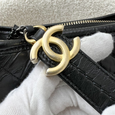 Chanel Small Gabrielle Hobo in Black Distressed Calfskin and 3-Tone HW