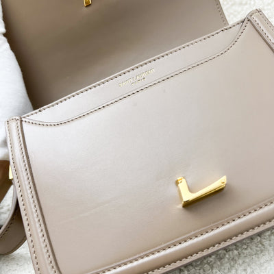 Saint Laurent YSL Small Solferino Satchel Bag in Milk Tea Beige Calfskin and AGHW