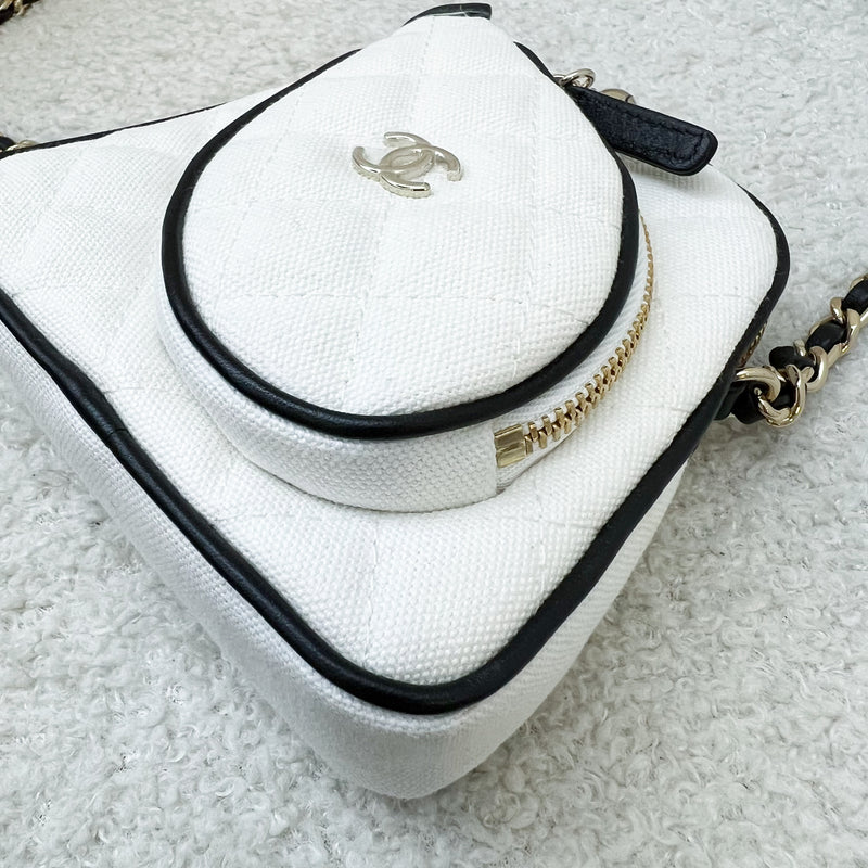 Chanel 23C Coco Master Racket Mini Bag in White Fabric and LGHW