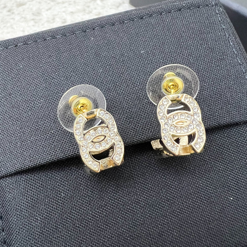 Chanel 23B Earrings with CC Logo and Diamantes in LGHW (Model: ABB784)