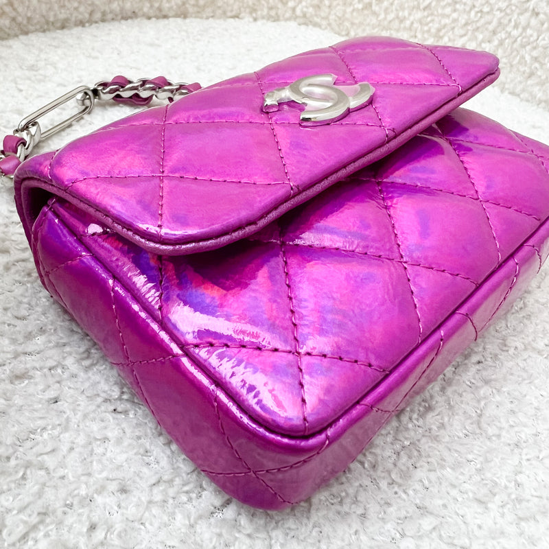 Chanel 24C Micro VIP Clutch in Fuchsia Pink Iridescent Mirror Goatskin SHW