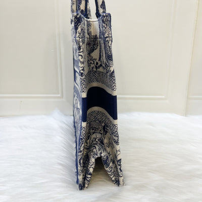 Dior Medium Book Tote in Dark Blue Toile De Jouy Canvas