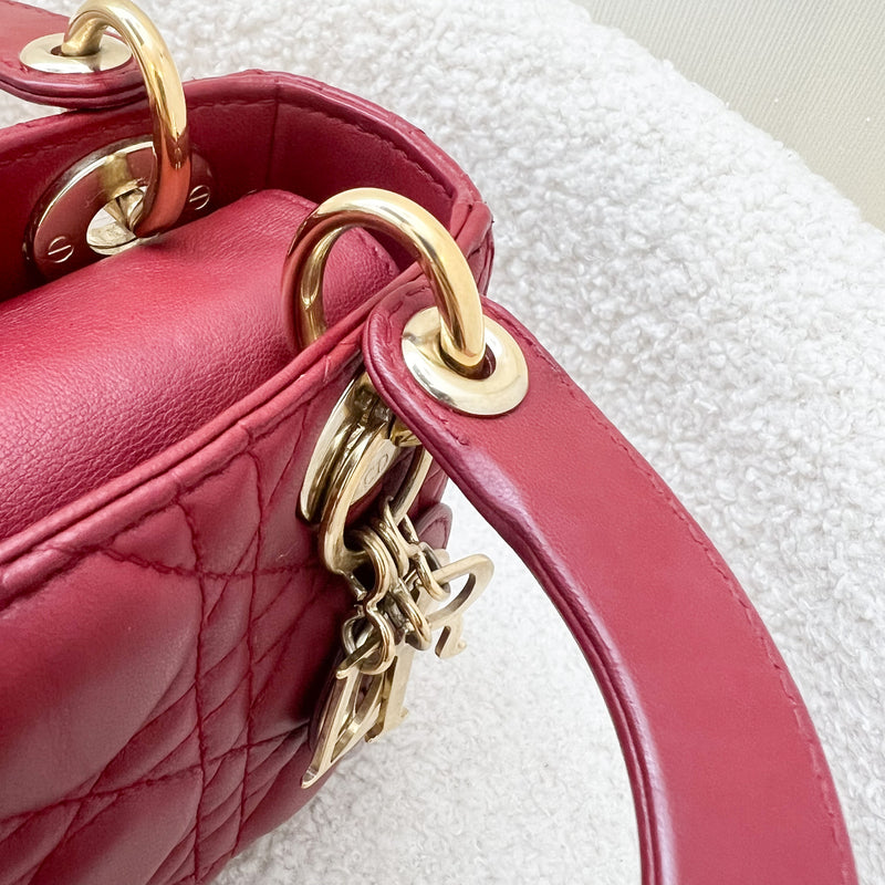 Dior Mini Lady Dior in Cherry Red Lambskin and GHW