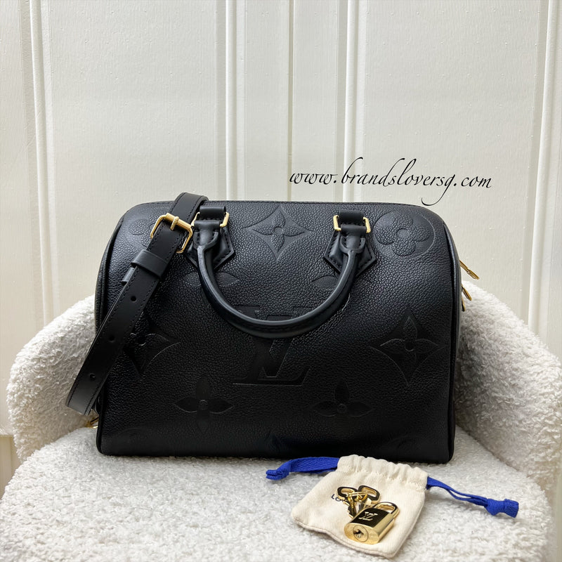 LV Speedy Bandouliere 25 in Black Giant Monogram Empreinte Leather and GHW