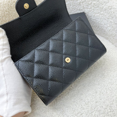 Chanel Classic Medium Trifold Wallet in Black Caviar and LGHW