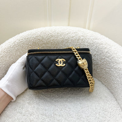 Chanel 23P Heart Adjustable Chain Vanity in Black Caviar AGHW