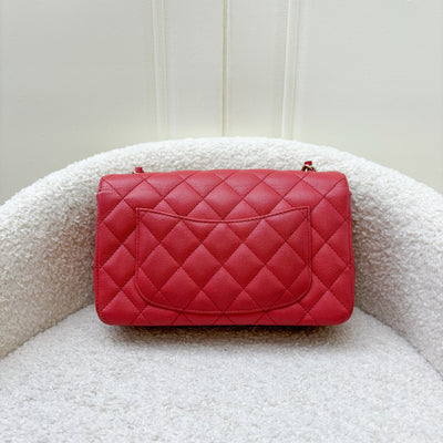 Chanel Classic Mini Rectangle Flap in 17C Dark Pink Caviar LGHW