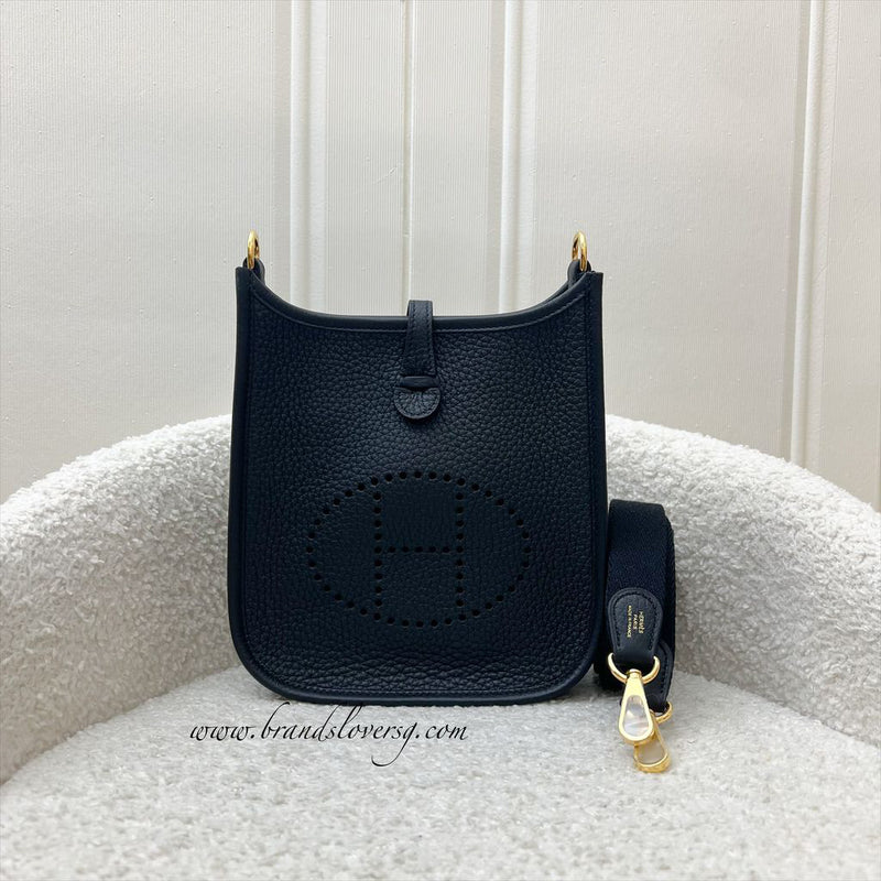 [BN Long Strap- Aug 2025] Hermes Mini Evelyne TPM in Noir Black Clemence Leather and GHW
