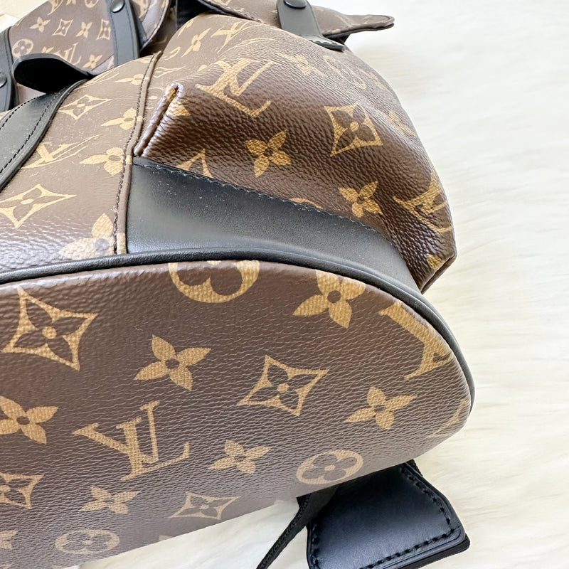 LV Christopher MM Backpack in Monogram Canvas, Black Leather Trim and SHW