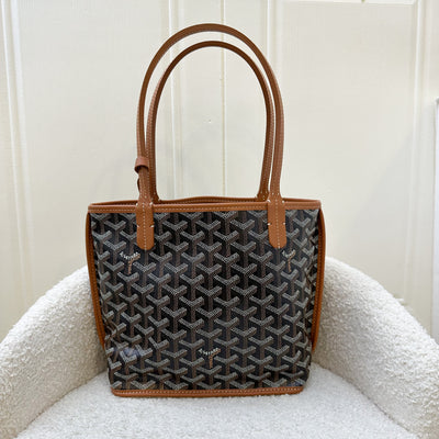 Goyard Mini Anjou in Black Goyardine Canvas with Camel Trim