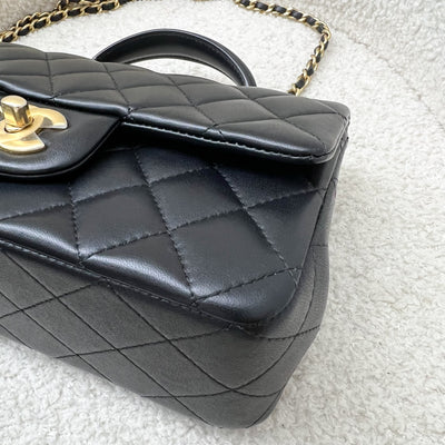 Chanel Top Handle Mini Rectangle Flap in Black Lambskin and GHW