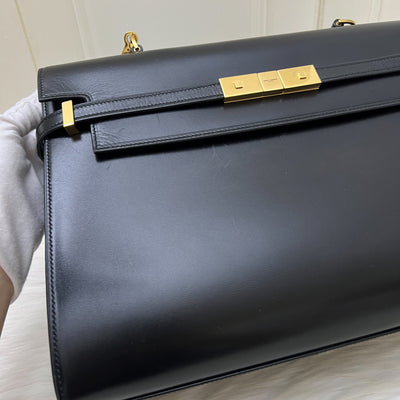 Saint Laurent YSL Manhattan Top Handle Large in Black Box Leather and GHW