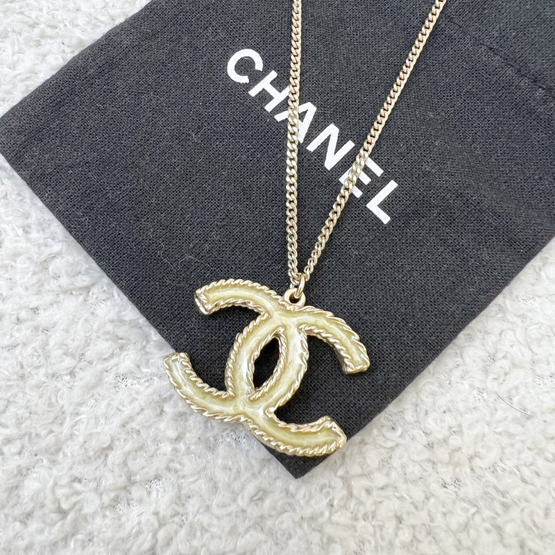 Chanel 15C CC Logo with Crystals Long Necklace in AGHW