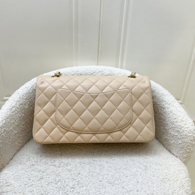 Chanel Medium Classic Flap CF in Beige Clair Caviar and GHW