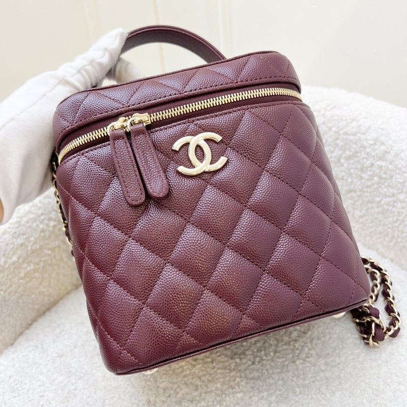 Chanel Top Handle Vanity Case in 21B Burgundy Red Caviar and LGHW