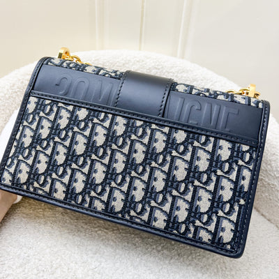 Dior 30 Montaigne Chain Flap Bag in Dark Blue Oblique Canvas and GHW