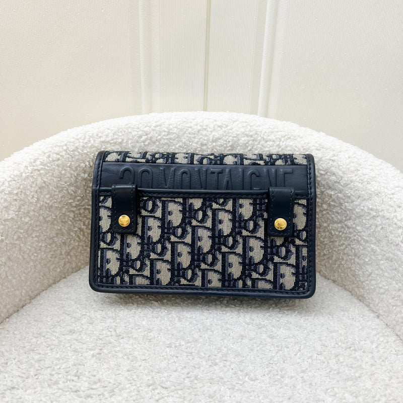 Dior 2-in-1 30 Montaigne Pouch / WOC in Navy Oblique Canvas GHW