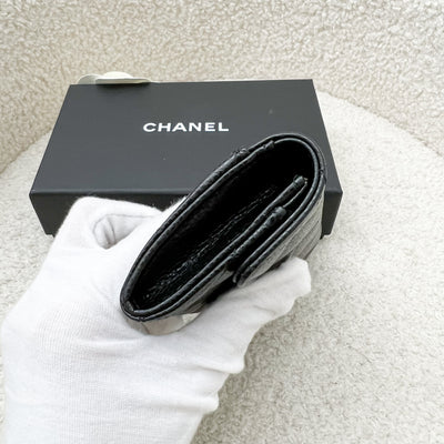 Chanel Classic Snap Card Holder in Black Caviar and SHW