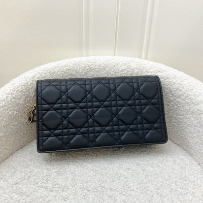 Dior Lady Dior Pouch / Wallet on Chain WOC in Black Cannage Lambskin and LGHW