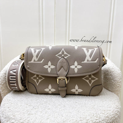 LV Diane PM in Tourterelle (Grey) / Creme Giant Monogram Empreinte Leather and GHW