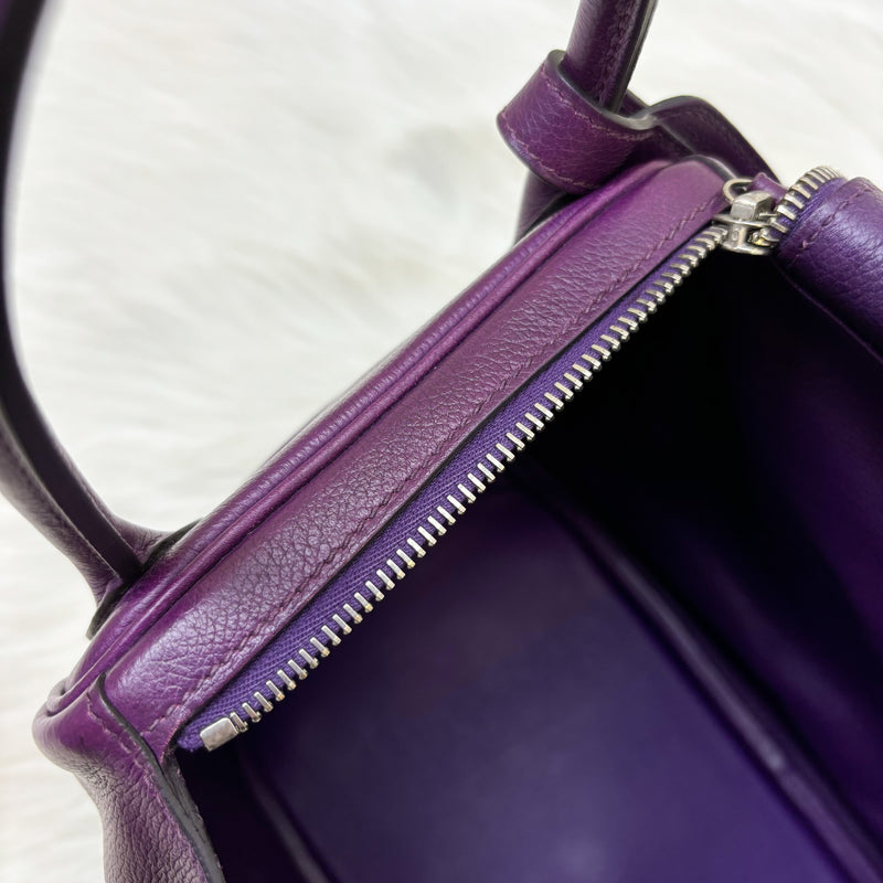 Hermes Lindy 30 in Dark Purple (Likely Cassis) Evercolor Leather and PHW