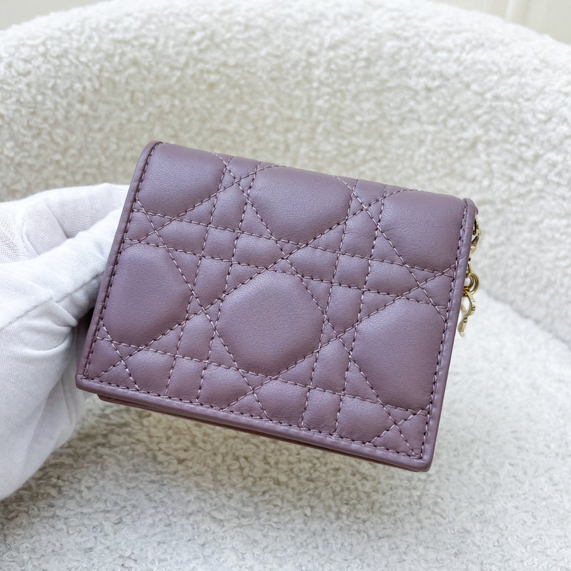 Dior Mini Lady Dior Gardenia Wallet in Supple Cannage Lambskin GHW